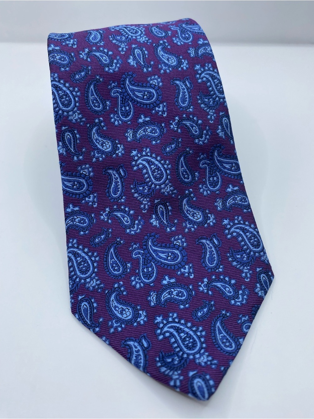Brooks Brothers Maroon and Light Blue Paisley Silk Tie